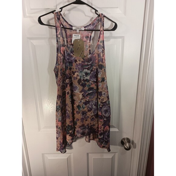 Tramp Blouse Size M Pink Multicolor Sleeveless Floral - Picture 2 of 8